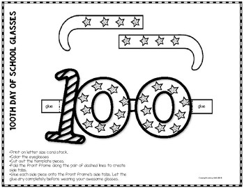 100th Day Of School Glasses FREEBIE By Loving Math TpT