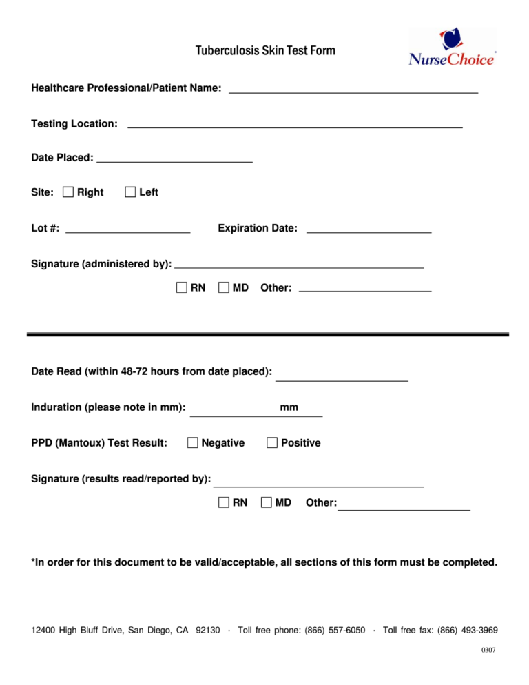 2 Step Tb Skin Test Form Fill Online Printable Fillable Blank Tb