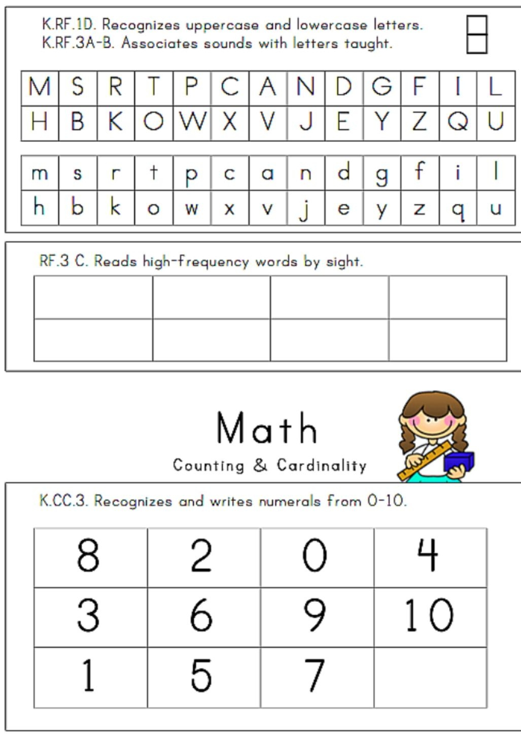 24 Page Illustrated Kindergarten Assessment Assessments Free 