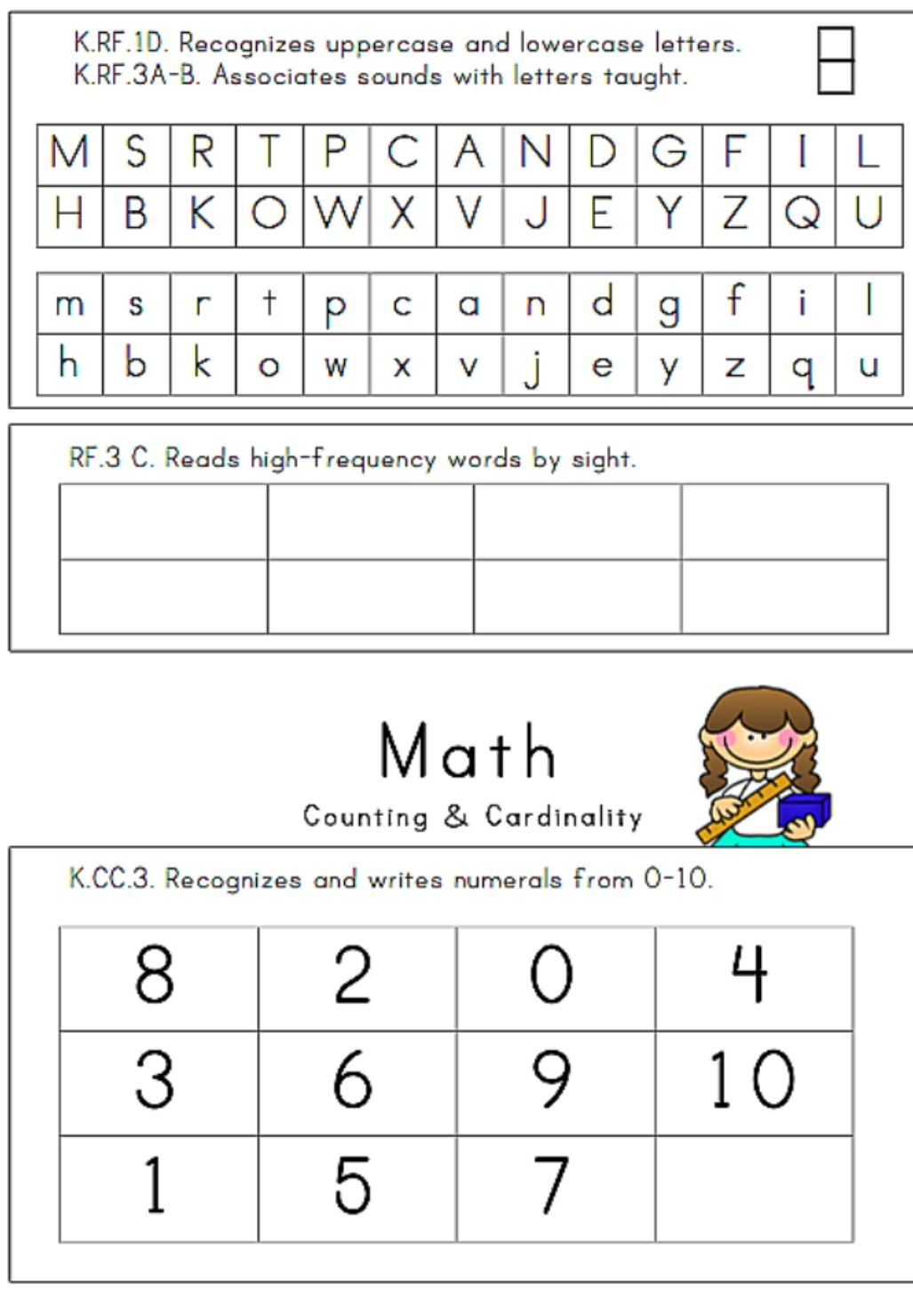 3 Page Kindergarten Assessment Teacher Girl Kindergarten Free 