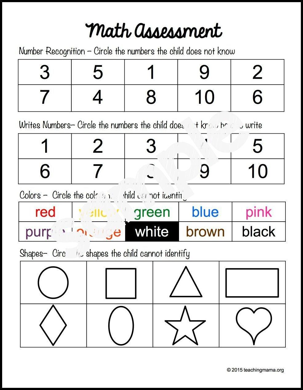 3 Page Kindergarten Assessment Teacher Girl Kindergarten Free 