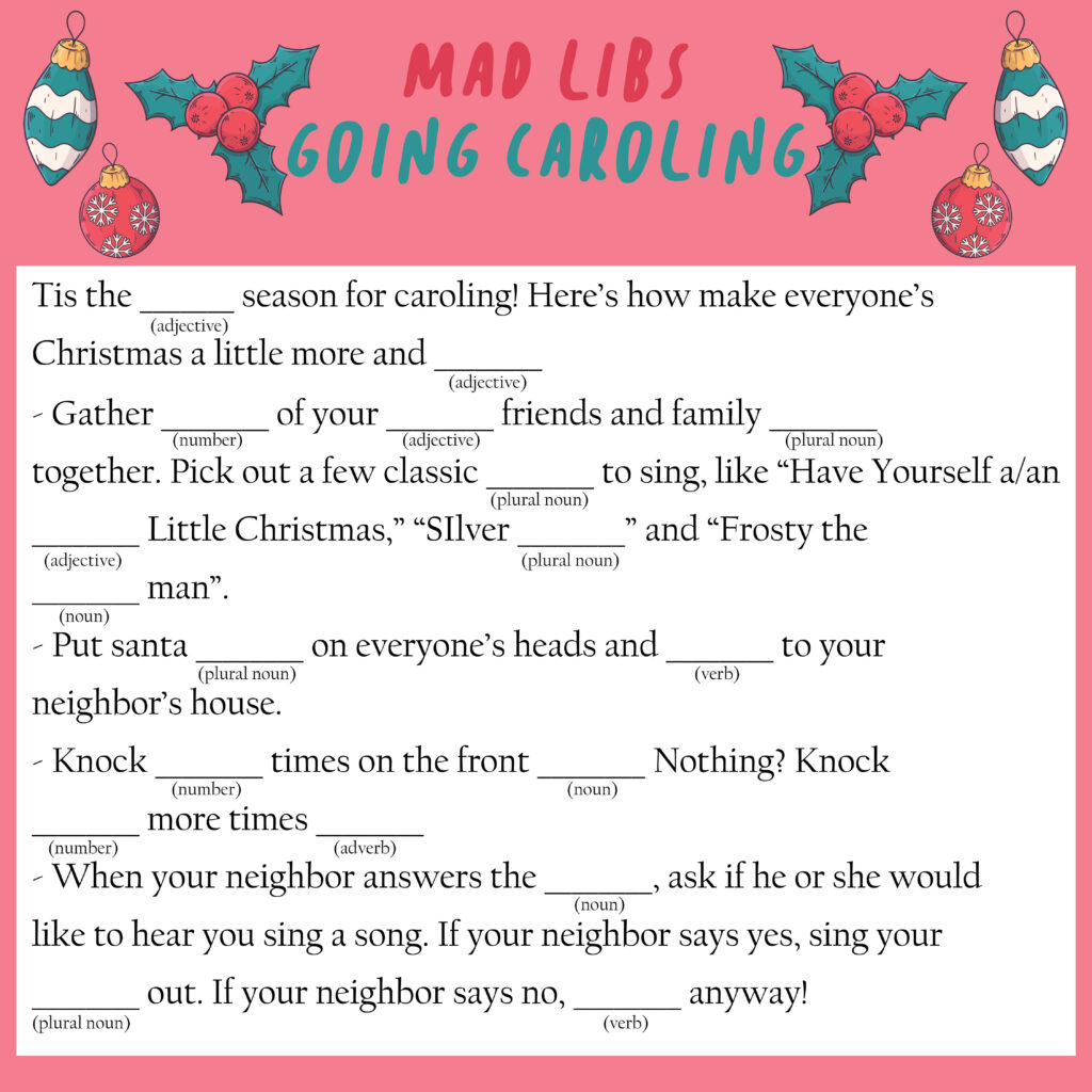 5 Best Free Christmas Mad Libs Printables Printablee Rossy Printable