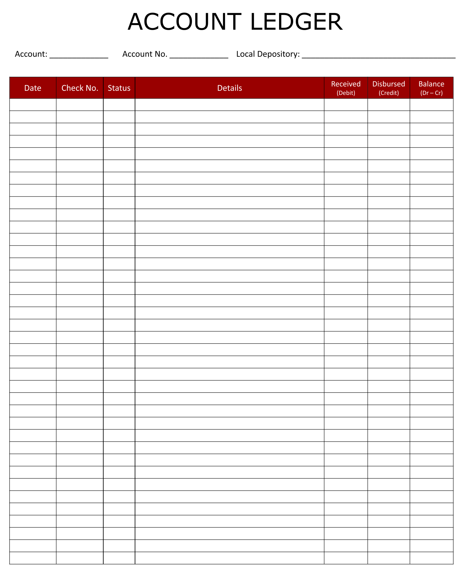 7 Best Accounting Ledger Template Printable Printablee