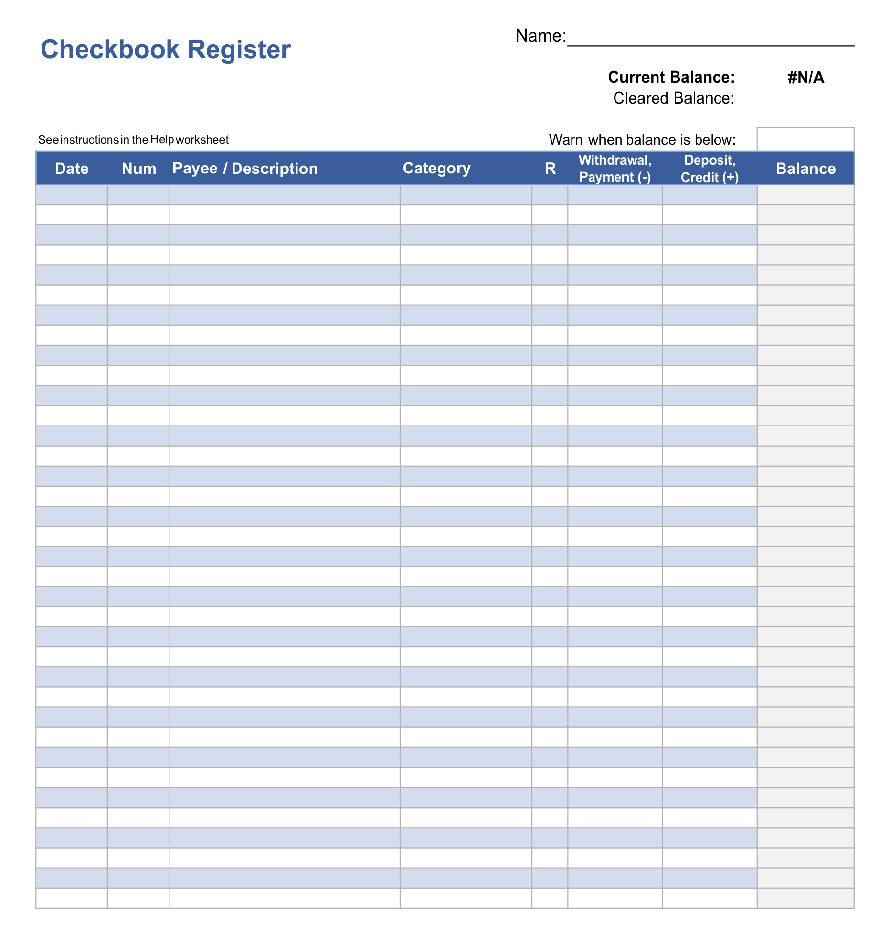 8 Best Free Printable Checkbook Register Printablee