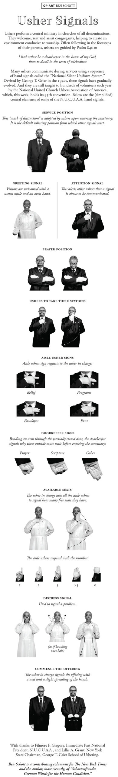 printable church usher hand signals