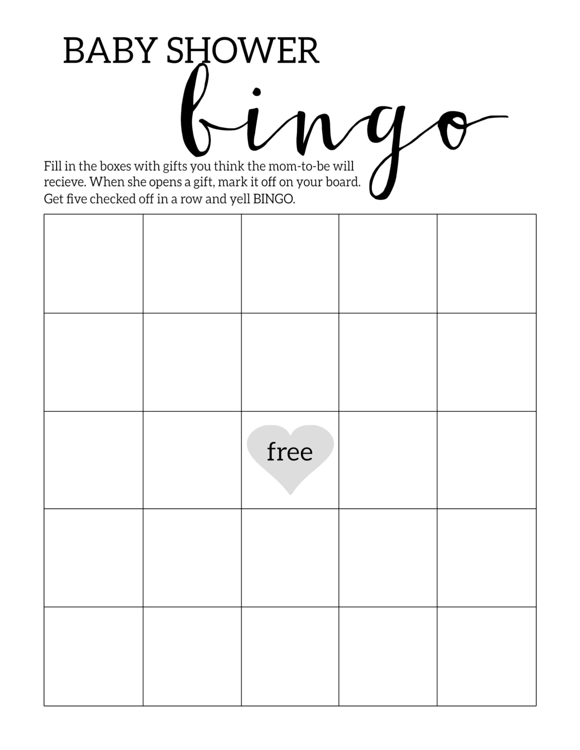 Baby Shower Bingo Printable Cards Template Paper Trail Design