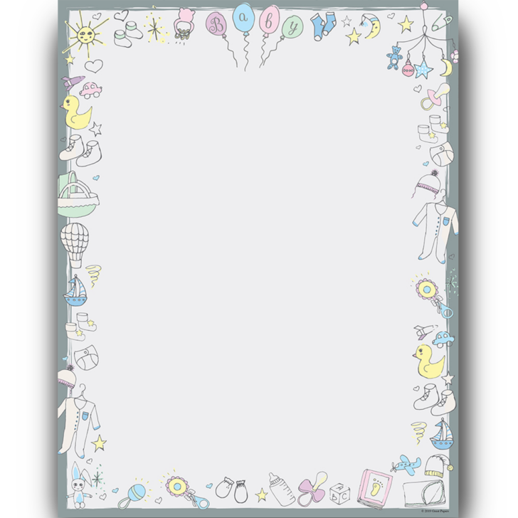 Baby Shower Stationery Paper Printable Paper With Baby Borders Free ...