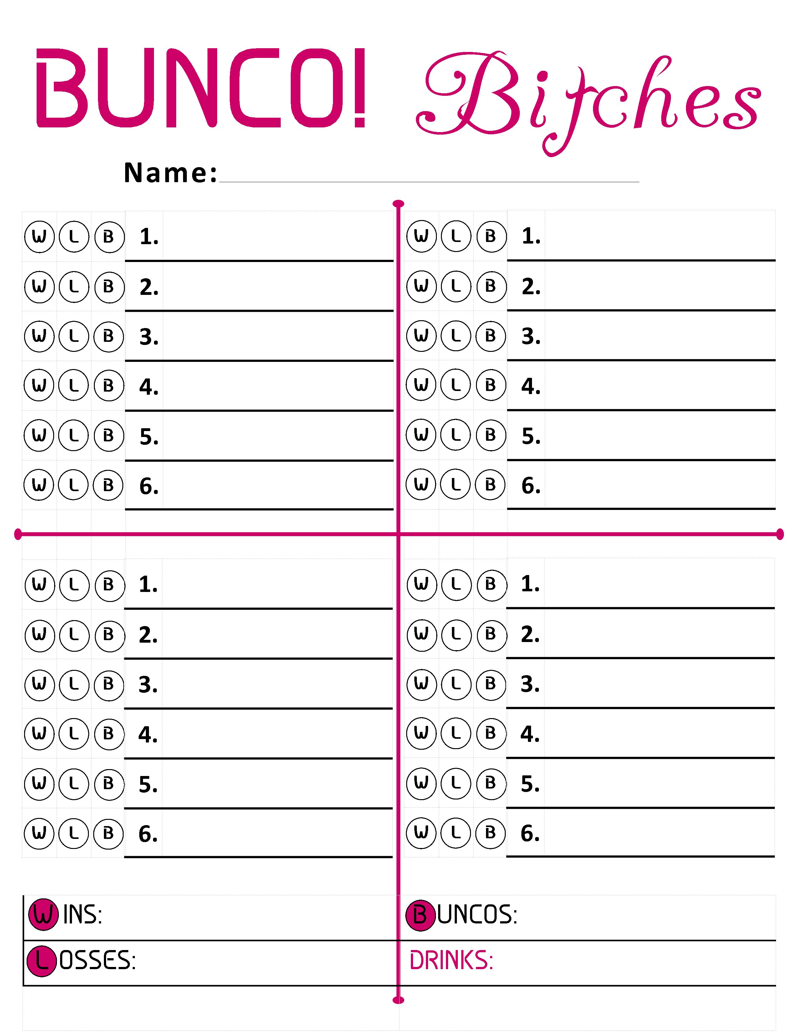 Best Templates Free Bunco Score Sheets Printable