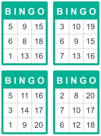 Free Printable Number Bingo Cards 1 20