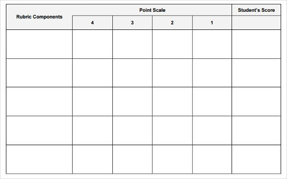 Blank Rubric Template 6 Free Printable PDF Word Excel Format 