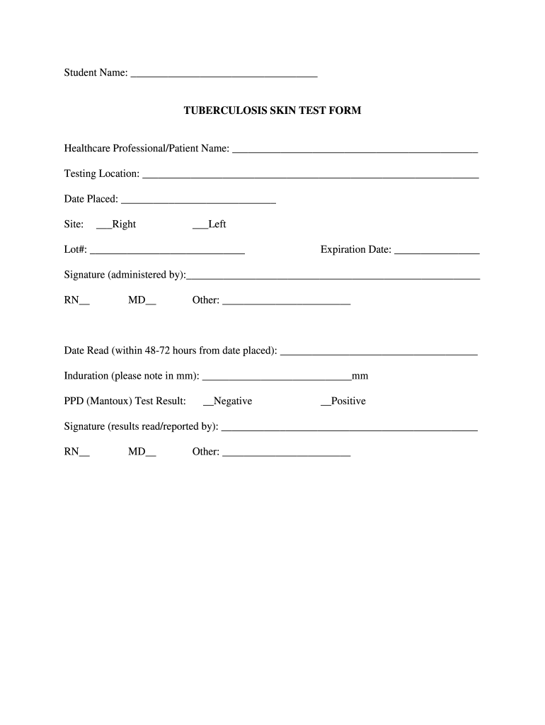 Bristol Community College Tuberculosis Skin Test Form Fill And Sign 