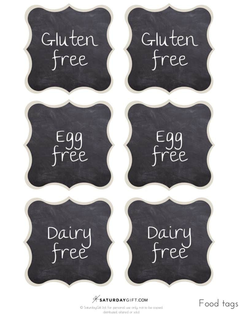 Chalkboard Buffet Food Labels Printable Dairy Free Vegan Gluten