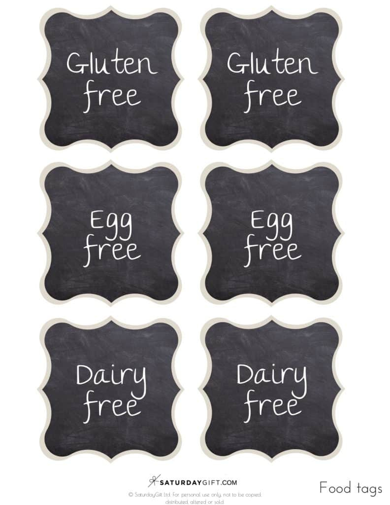 Chalkboard Buffet Food Labels Printable Dairy Free Vegan Gluten 