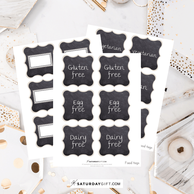 Chalkboard Buffet Food Labels Printable Dairy Free Vegan Gluten 