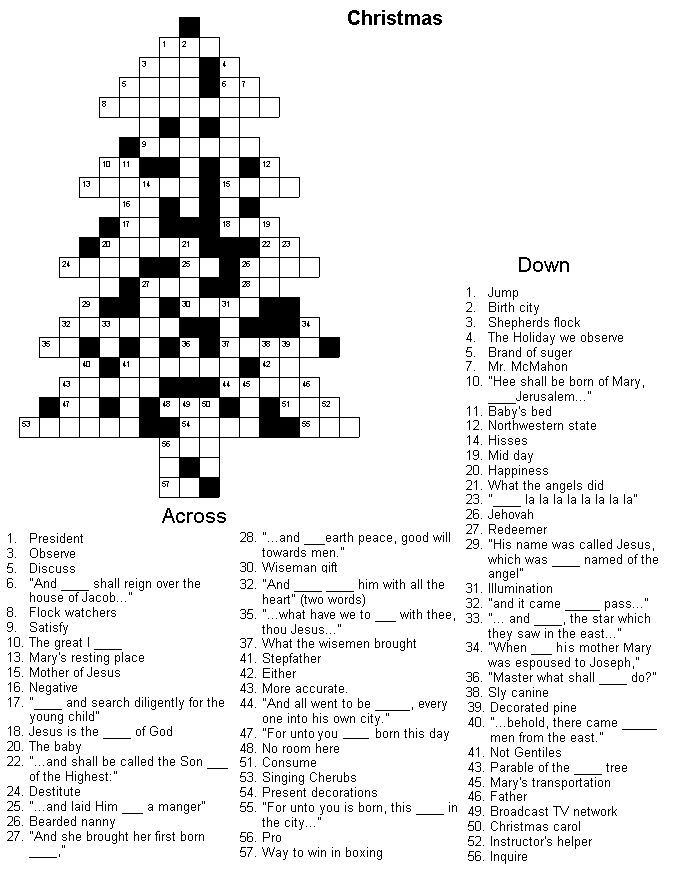 Free Printable Christmas Crossword Puzzles For Adults Rossy Printable