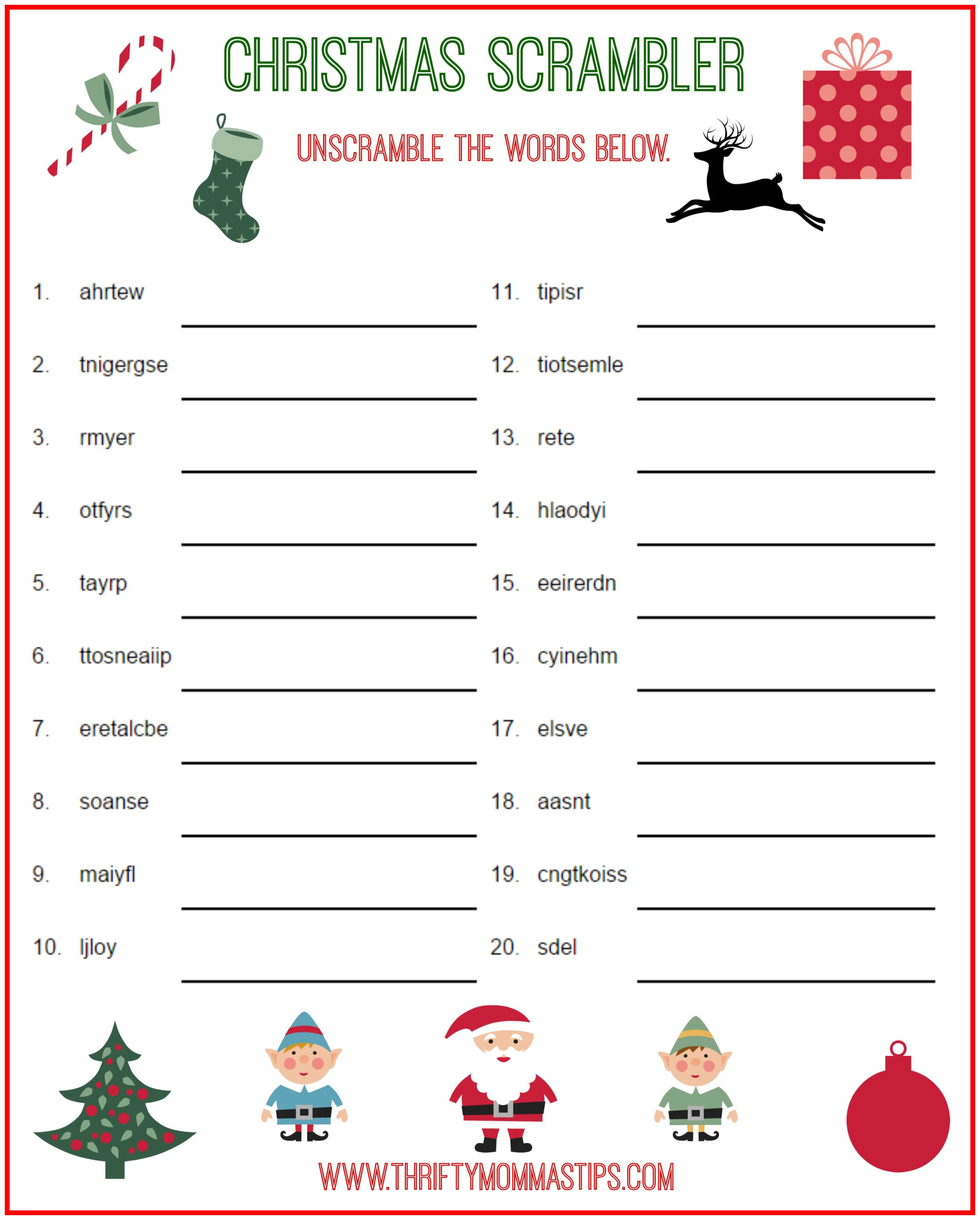 Christmas Scrambler Free Word Game Puzzle Thrifty Mommas Tips