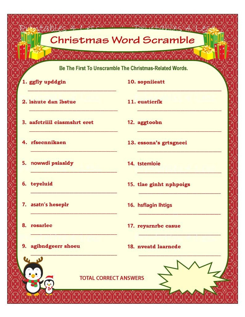 Christmas Song Scramble Free Printable Free Printable A To Z