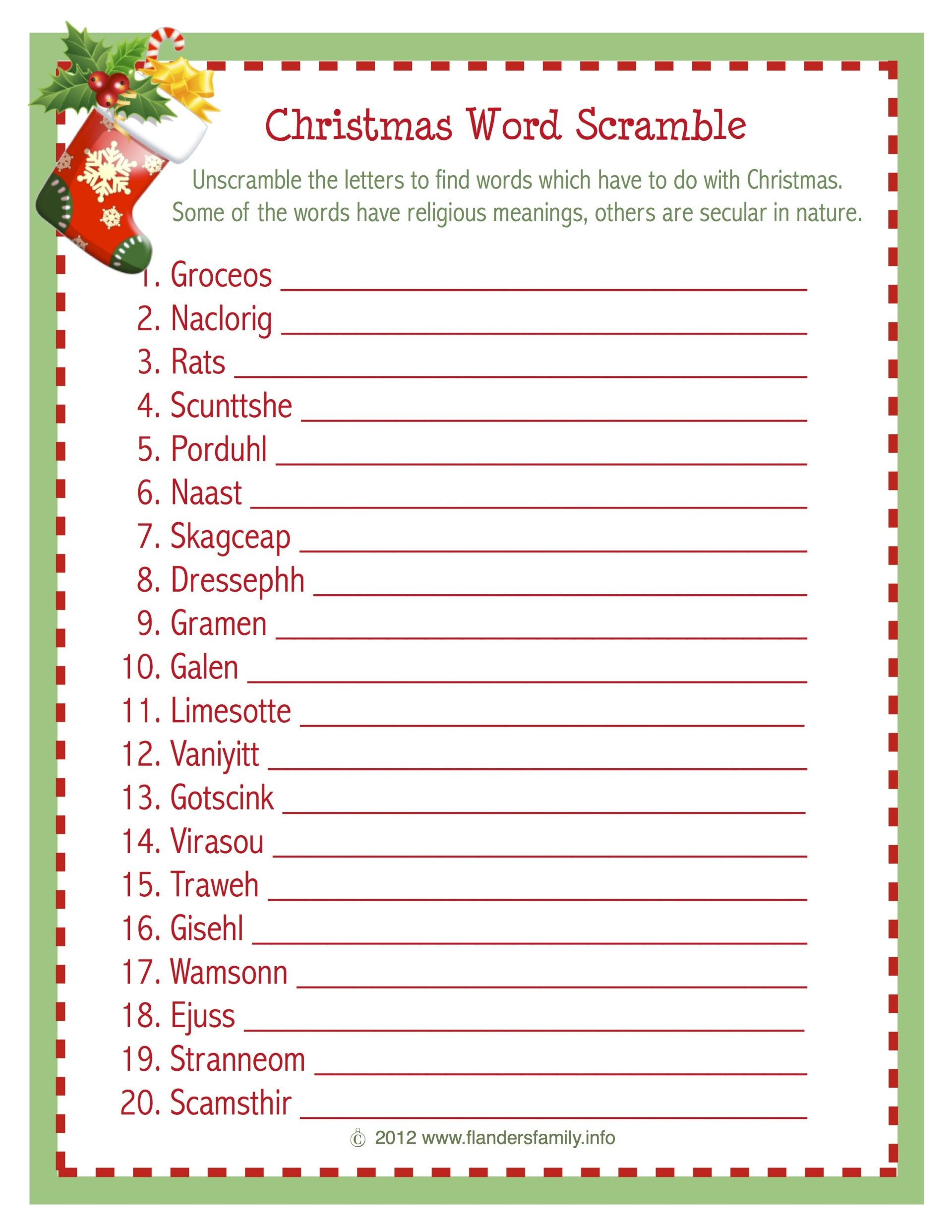 Christmas Song Scramble Free Printable Free Printable A To Z