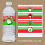 Christmas Water Bottle Label Template Kids Christmas Party Etsy