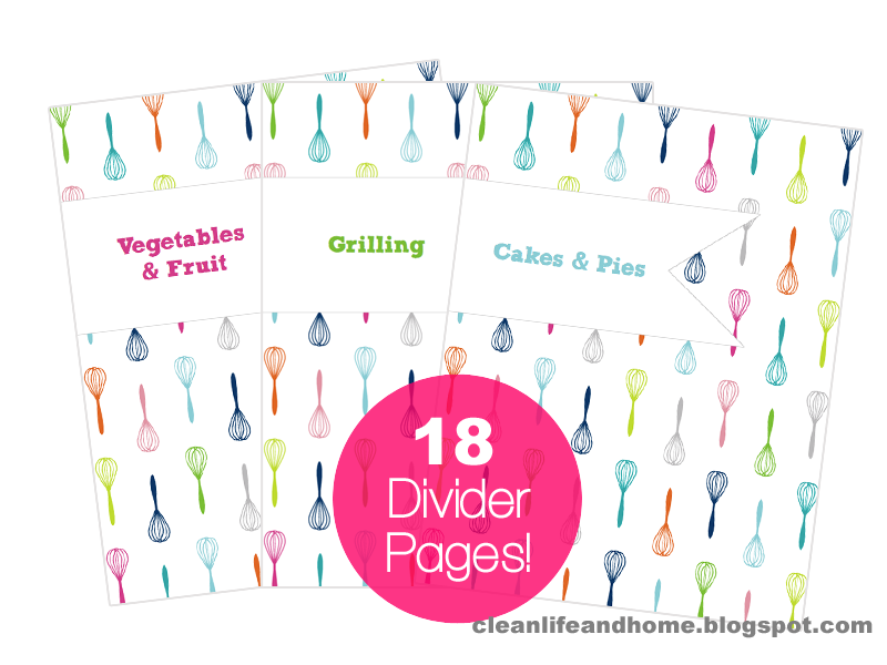 Clean Life And Home Printable Recipe Binder With Divider Tabs 