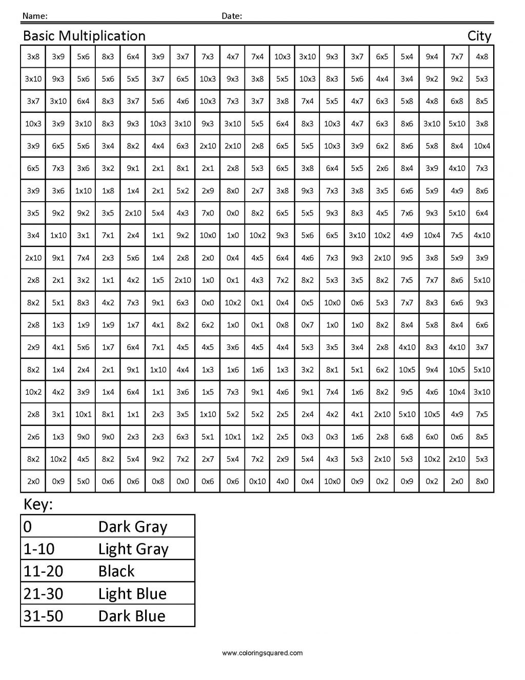 Coloring Multiplication Coloring Pages Math Worksheets Best Free 