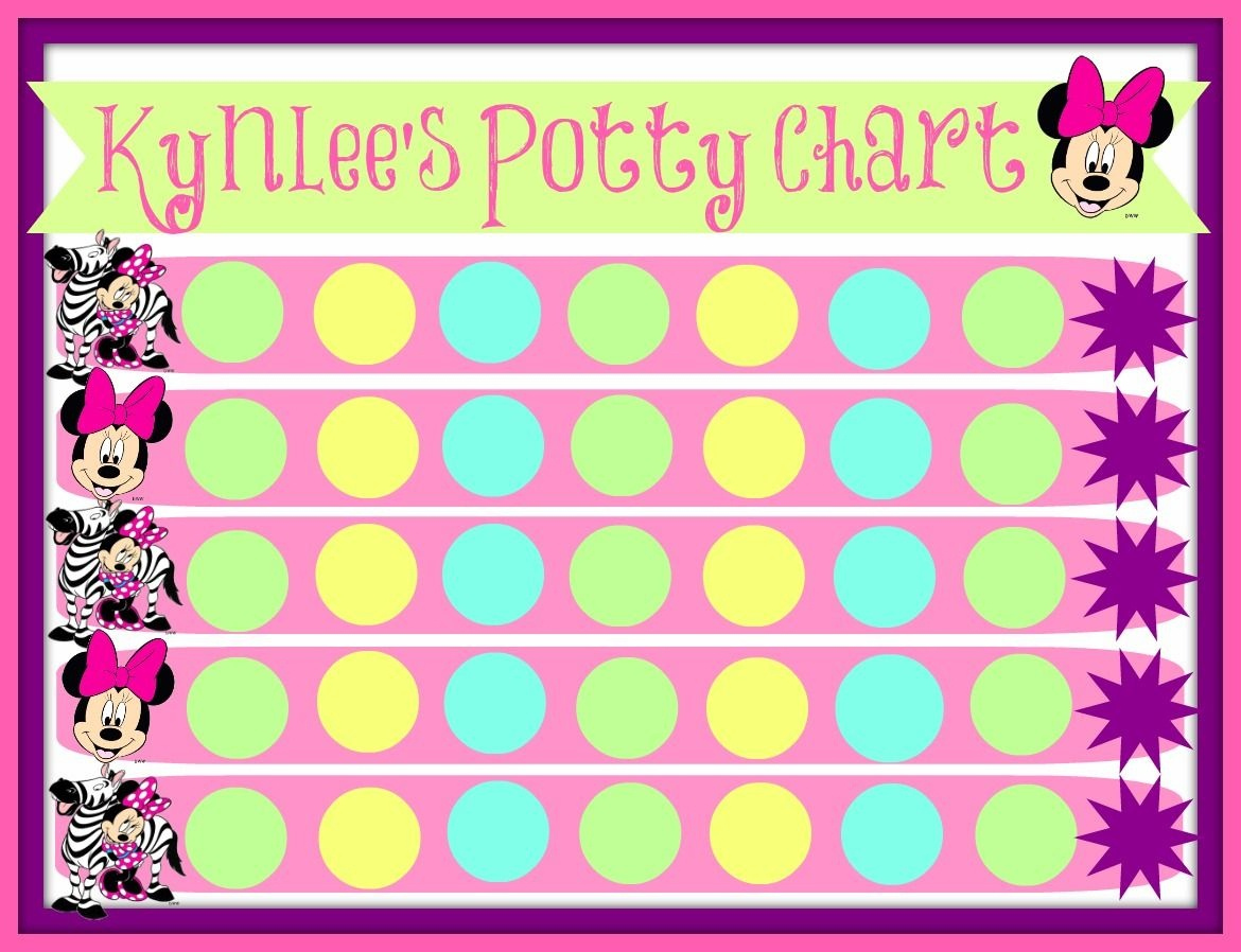 Digital Pink Minnie Mouse Potty Training Chart Free Punch Etsy Free