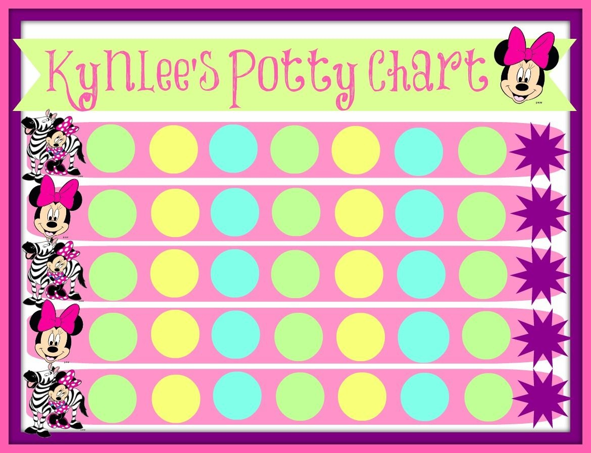 Digital Pink Minnie Mouse Potty Training Chart Free Punch Etsy Free 