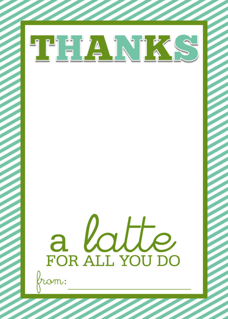 Thanks, A Latte Free Printable Card