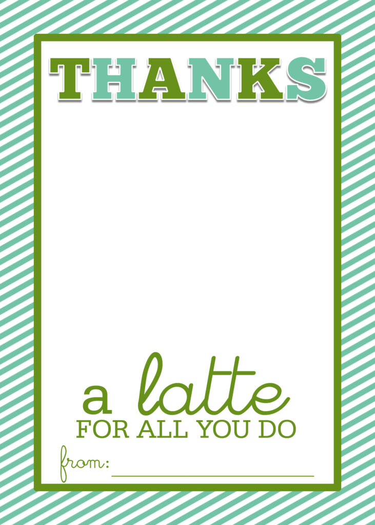 Thanks, A Latte Free Printable Card | Rossy Printable