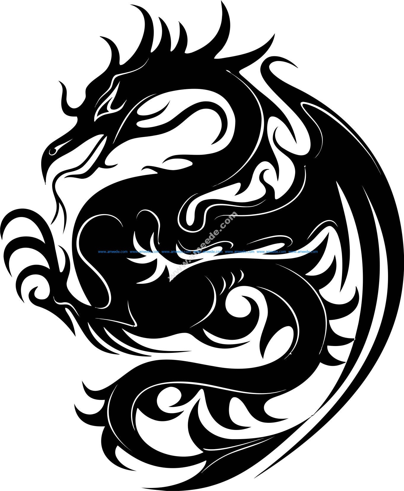Dragon Stencil Vector Download Vector