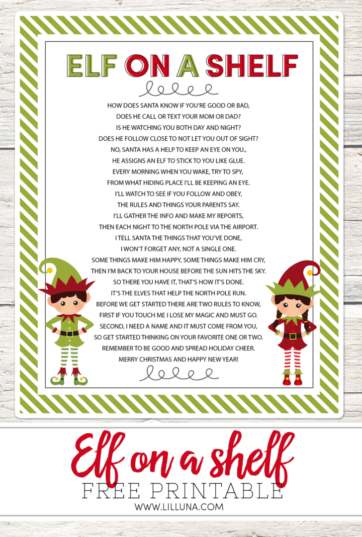 Free Printable Elf On The Shelf Story