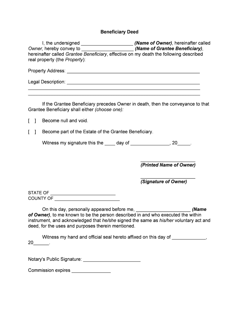 Fill Edit And Print Beneficiary Deed Form Online SellMyForms