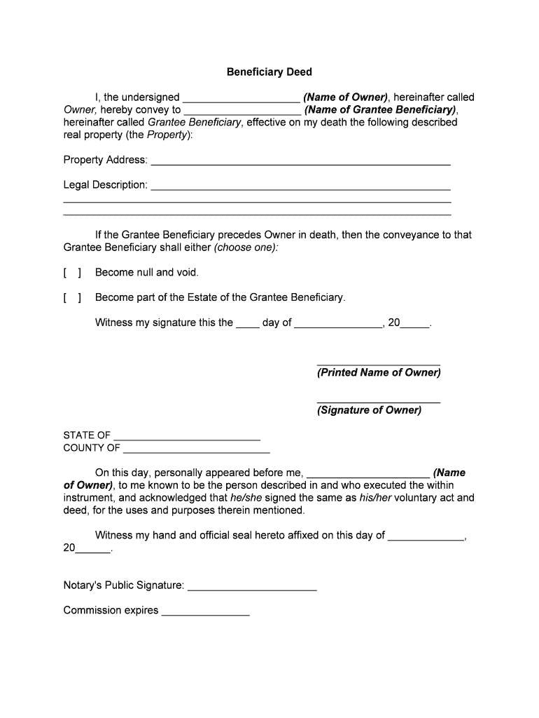 Free Printable Beneficiary Deed Rossy Printable 5055