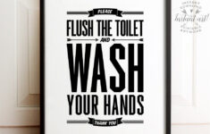 Flush Sign Bathroom Decor PRINTABLE Art Flush Toilet Sign
