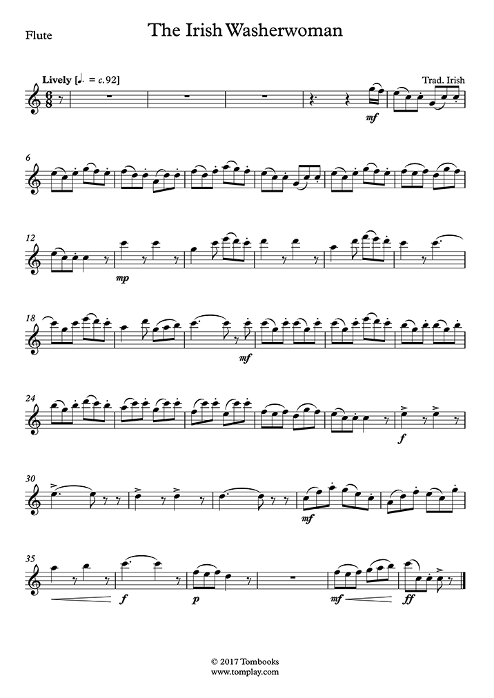 Flute Sheet Music The Irish Washerwoman Traditional 