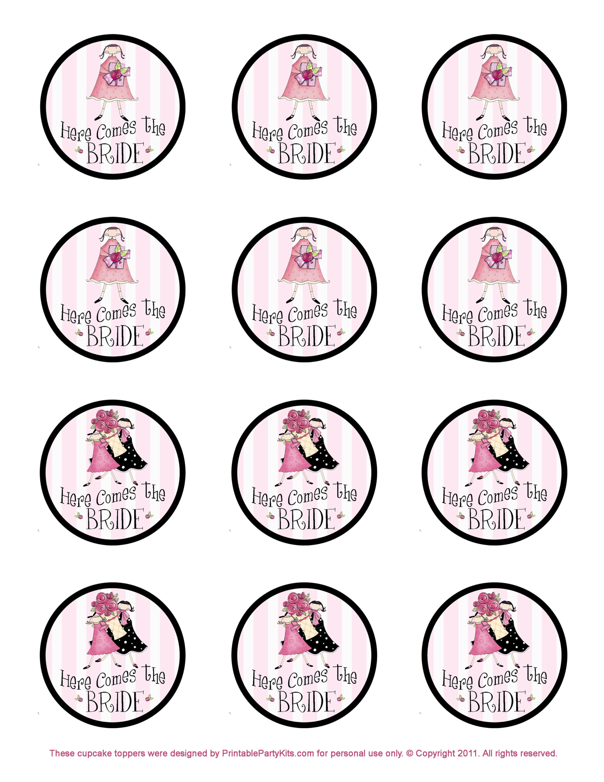 Free Bridal Shower Cupcake Picks Printable Party Kits