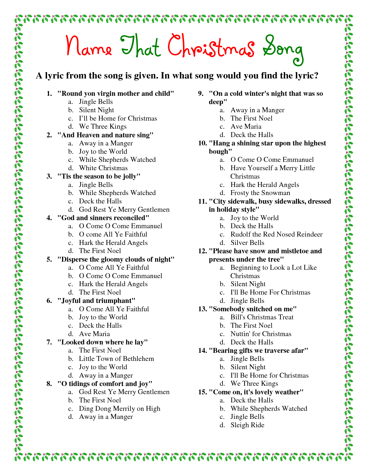 Free Christmas Picture Quiz Questions And Answers Printable Free 