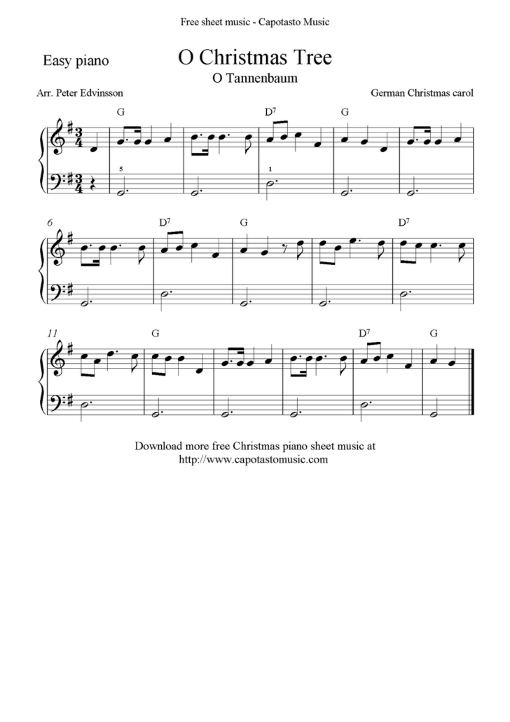 Free Christmas Sheet Music For Easy Piano Solo O Christmas Tree Rossy