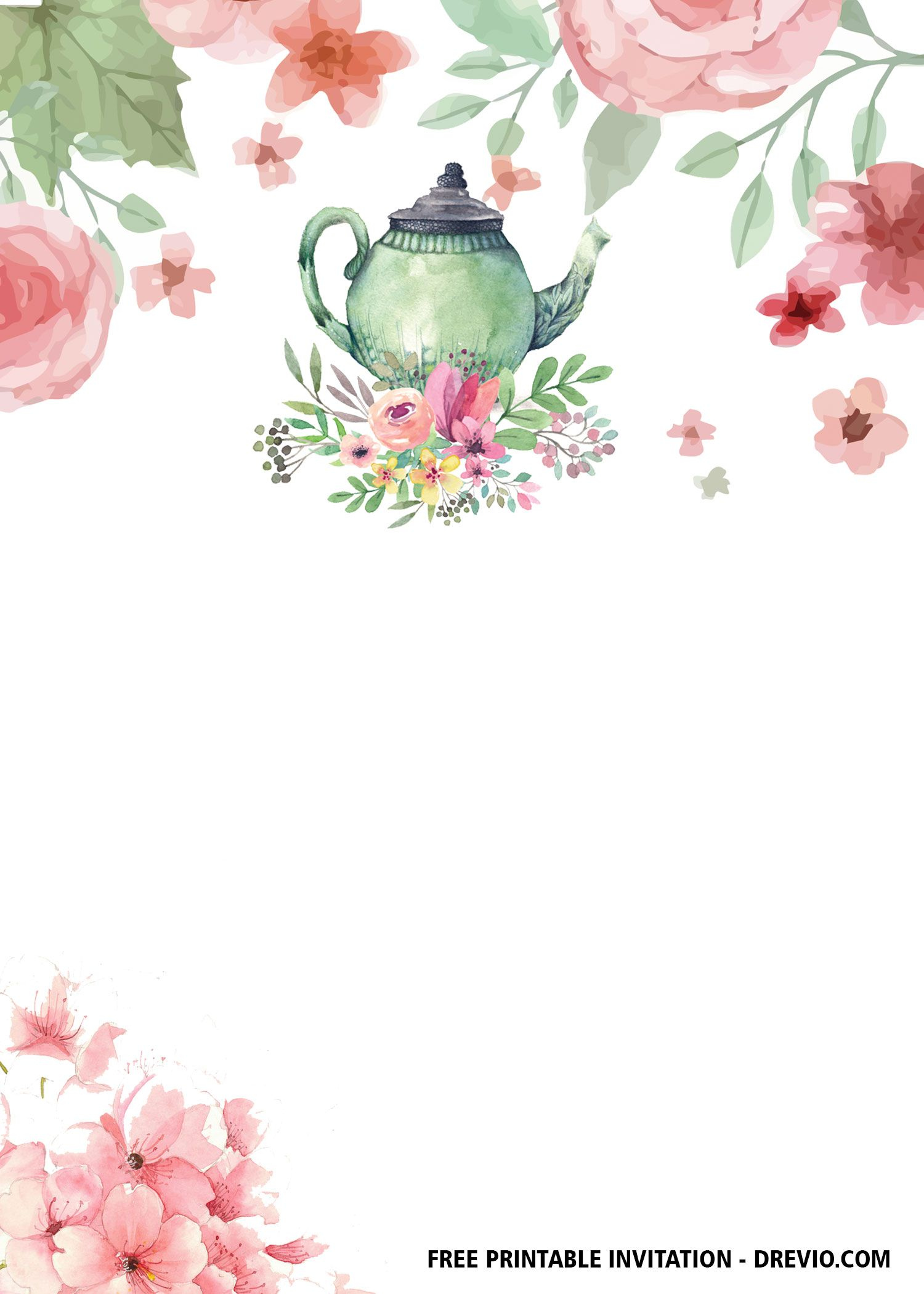 FREE Floral Tea Party Invitation Templates Tea Party Invitations 