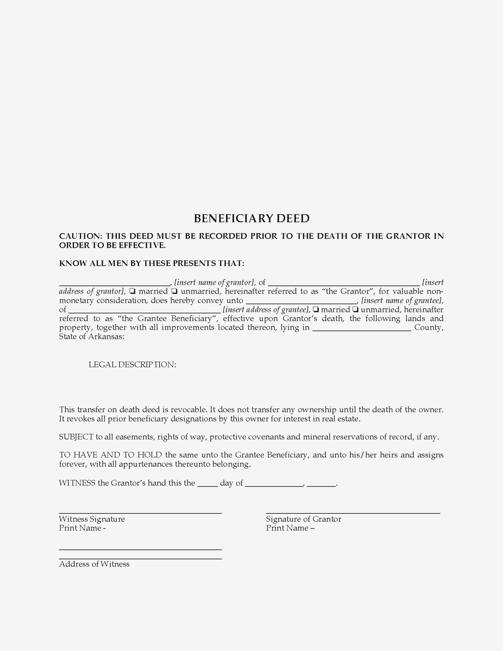 Free Printable Beneficiary Deed Rossy Printable 6194