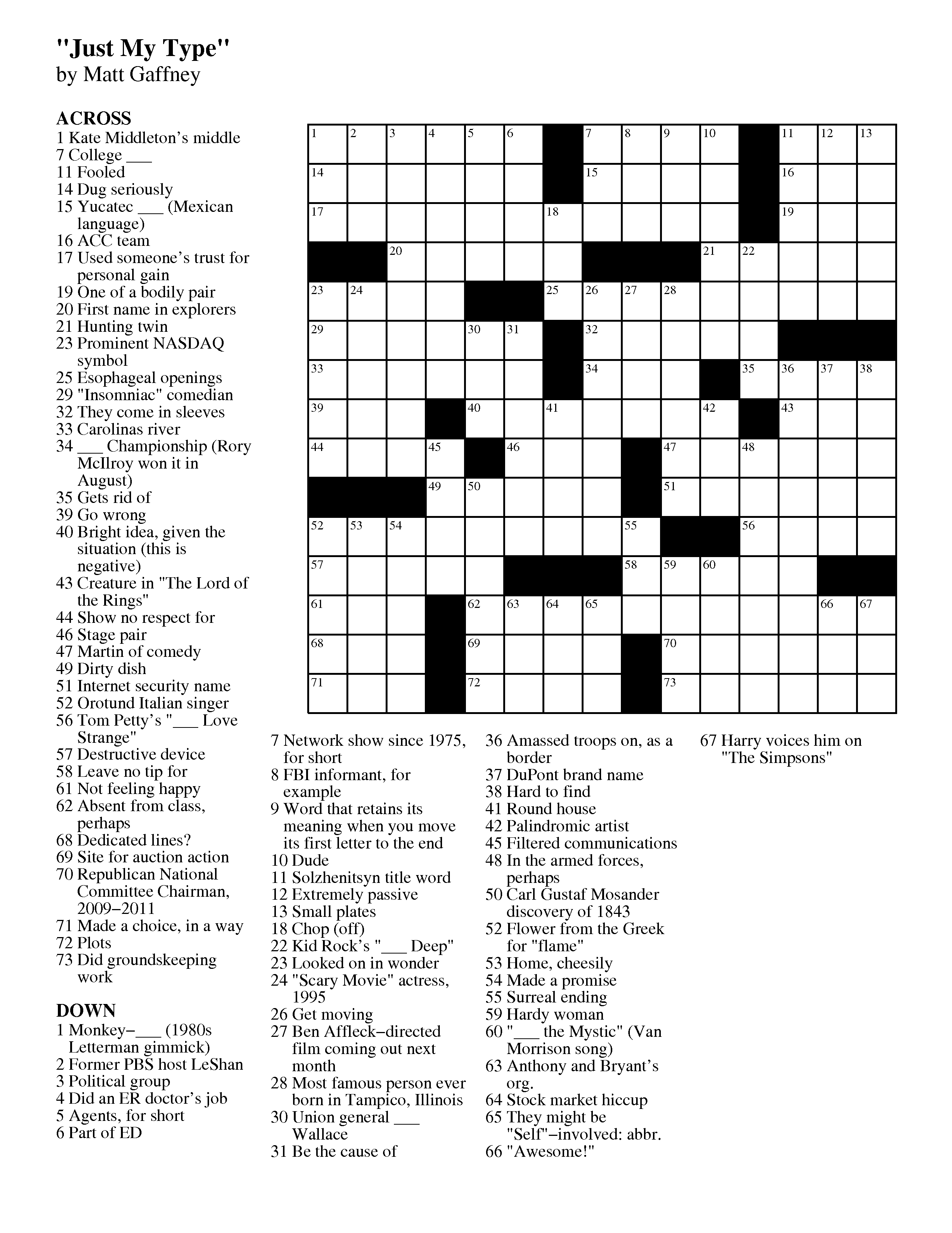 Free Printable Daily Crossword Puzzles October 2016 Printable 