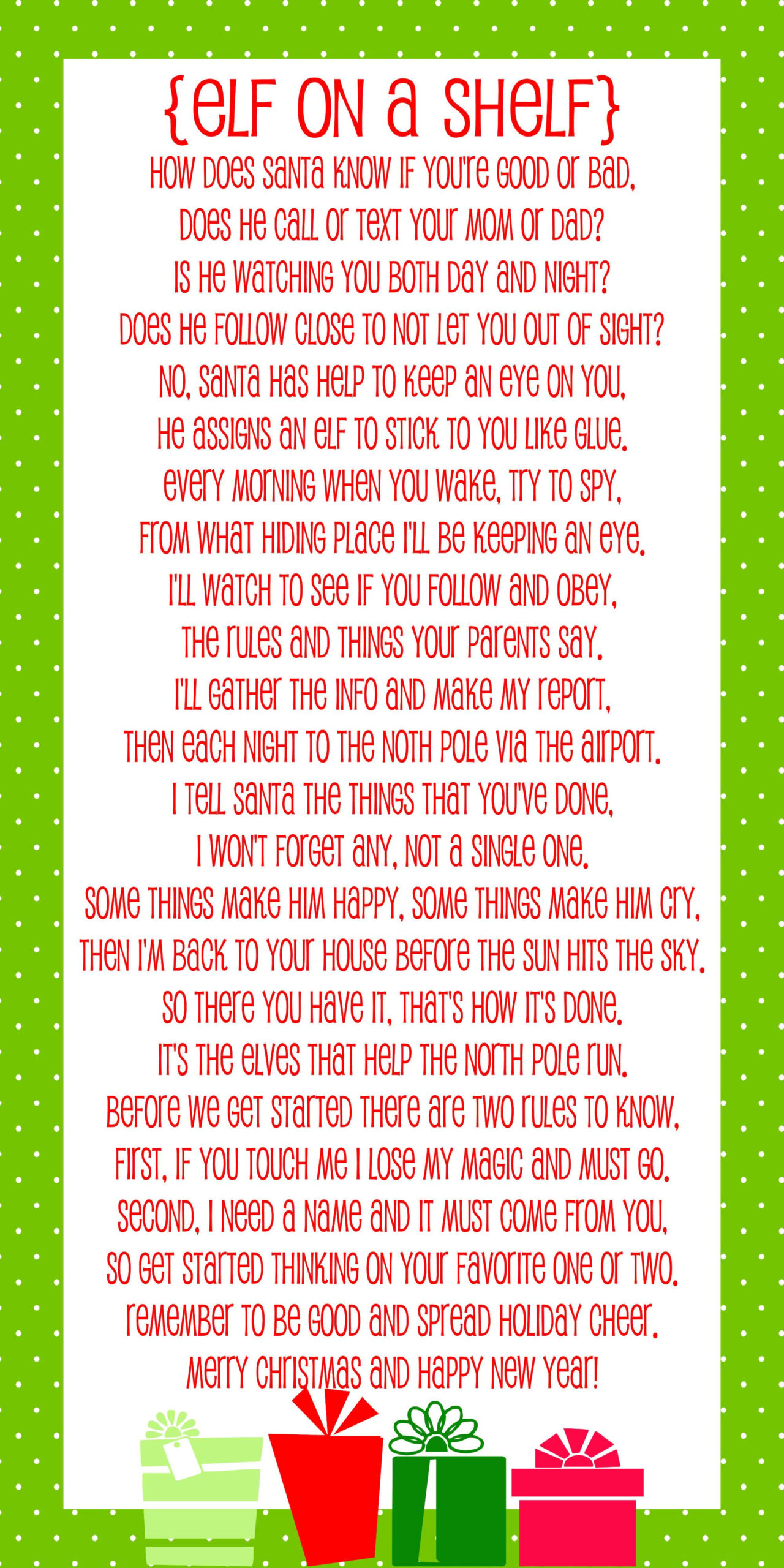 Free Printable Elf On The Shelf Story Free Printable