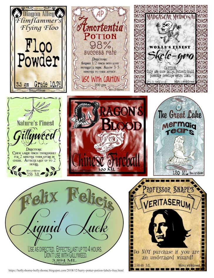 Free Printable Potion Labels