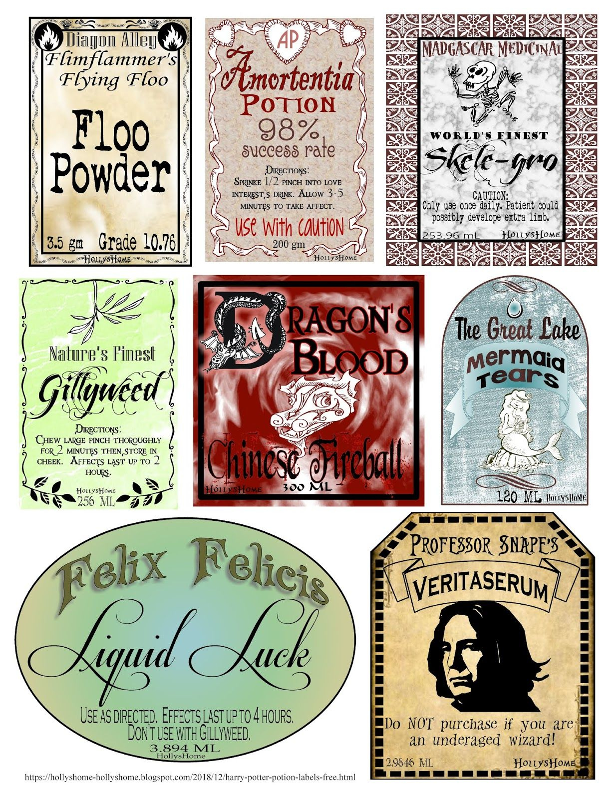 Free Printable Harry Potter Potion Bottle Labels 2 quot TALL LABELS ONLY 