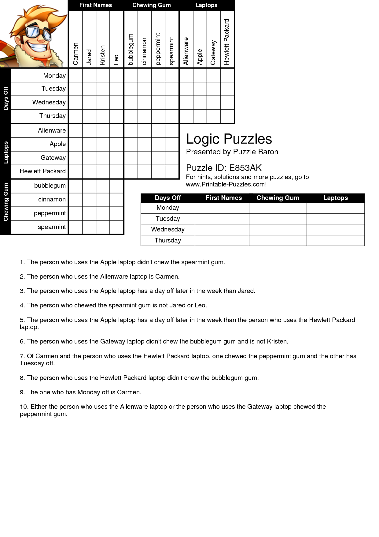 Free Printable Logic Puzzles For Middle School Free Printable