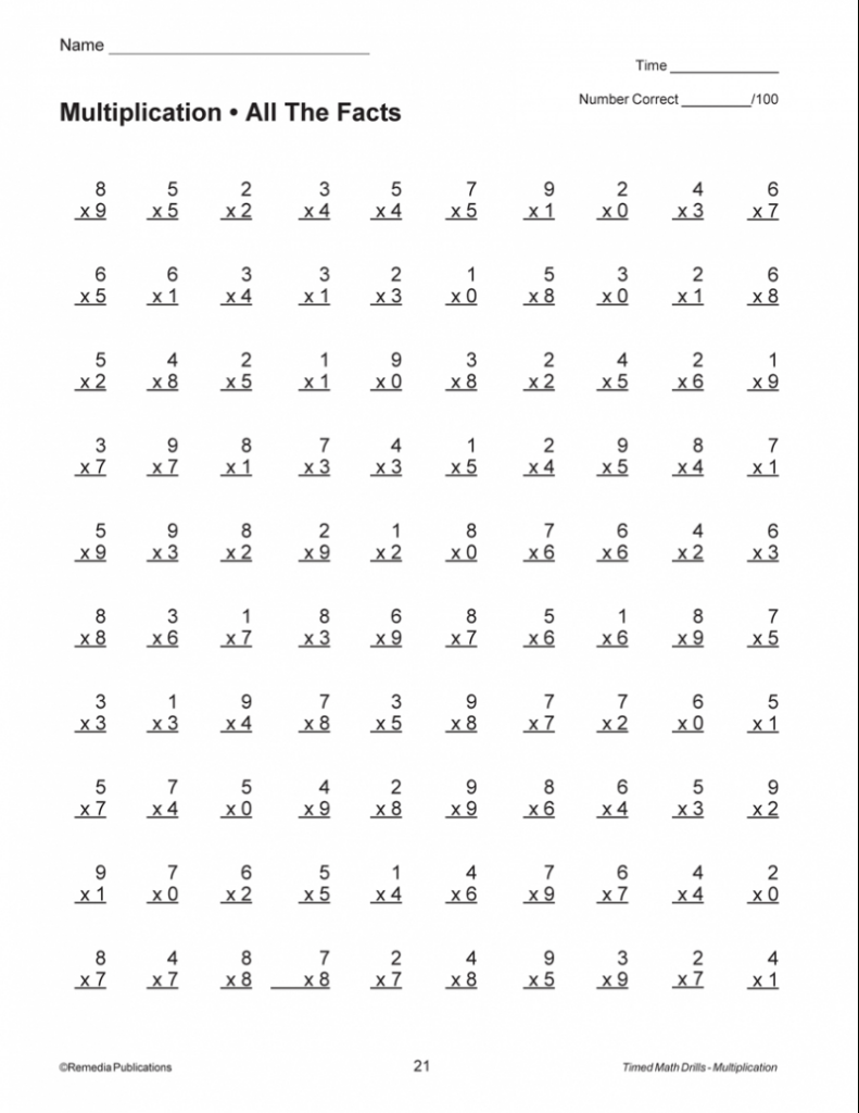Free Printable Multiplication Speed Drills Free Printable A To Z