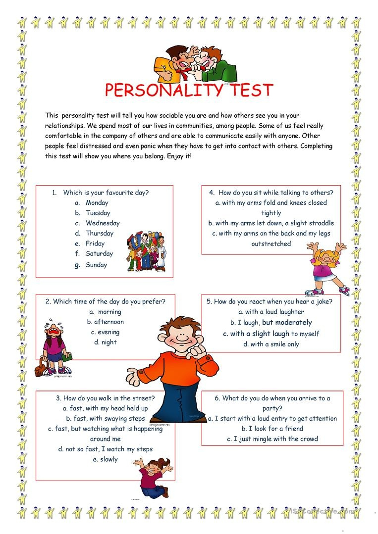 Free Printable Personality Test For High School Students Free Printable