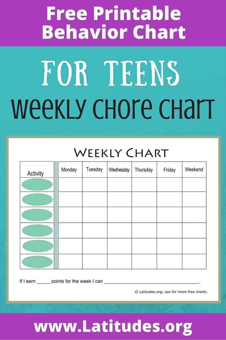 Free Printable Reward Charts For Teenagers Free Printable