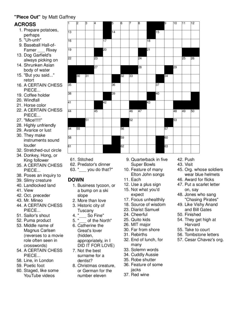 Free Printable Sunday Crossword Puzzles Merl Reagle 39 S Sunday | Rossy ...