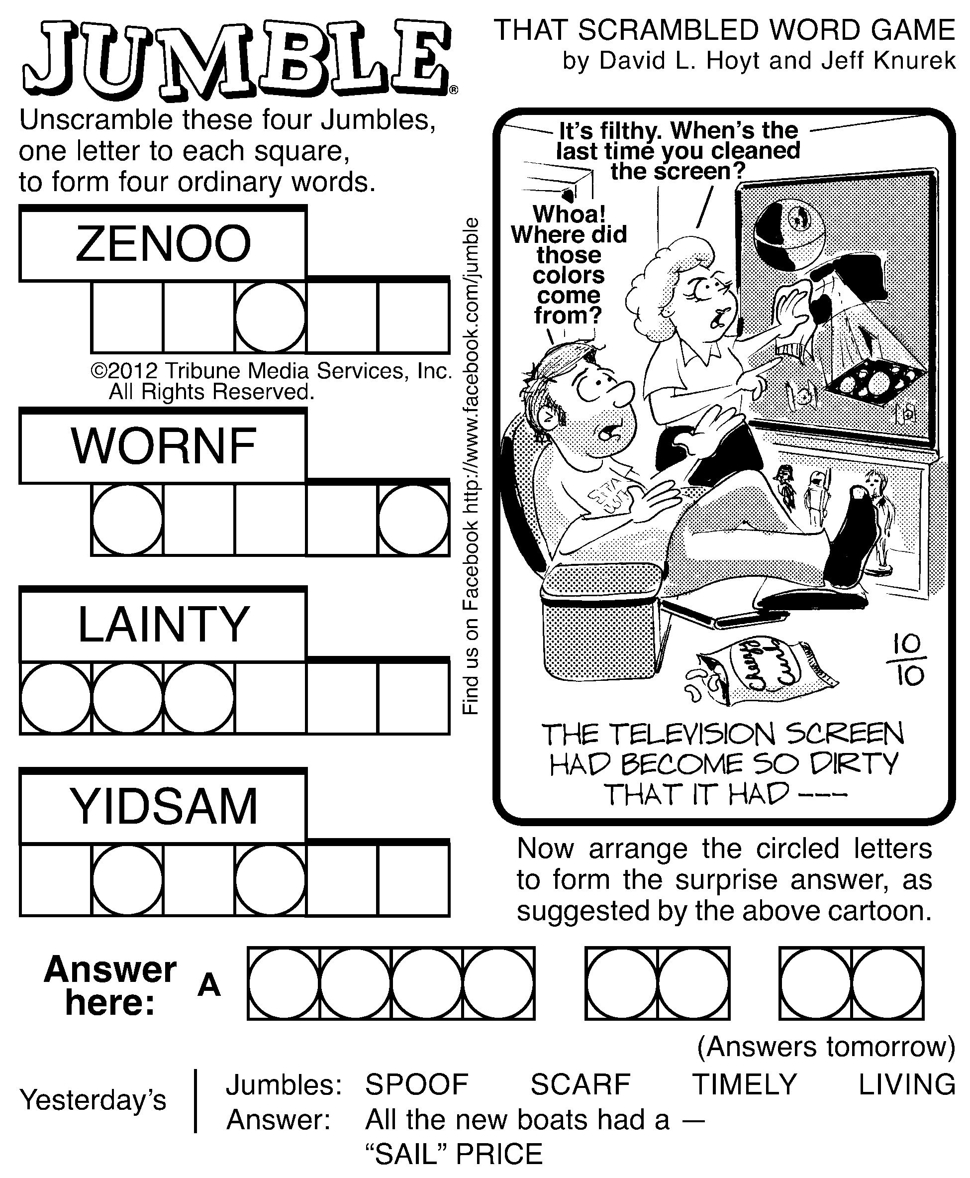 Today's Jumble Printable